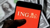 Transferencia ING en tiempo real en la aplicación: logotipo del banco en el teléfono inteligente