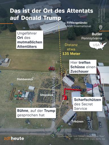 El mapa informativo muestra la ubicación del intento de asesinato de Donald Trump en Butler, Pensilvania.