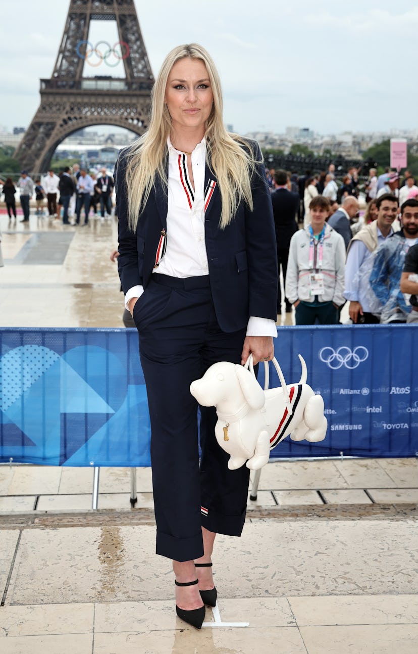Lindsey Vonn llega al Trocadero antes de la ceremonia de apertura de los Juegos Olímpicos de París 2024...
