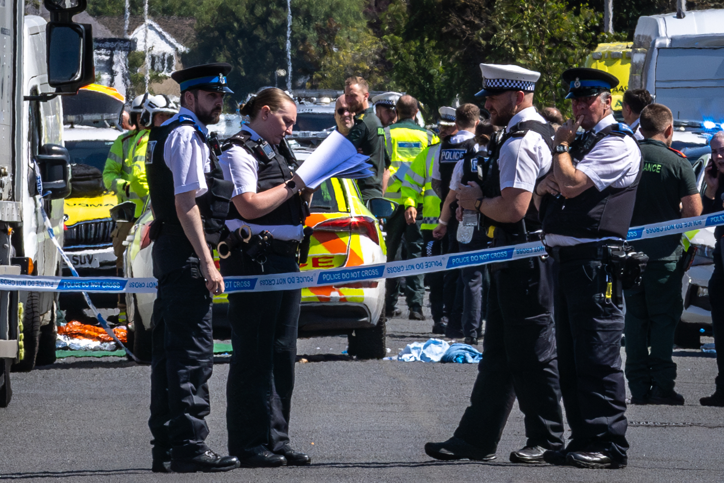 Policía en la escena en Southport, Merseyside