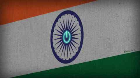 Ilustración de la bandera india con el símbolo de encendido y apagado en el centro