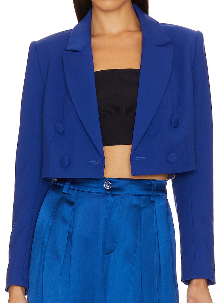 blazer corto azul real