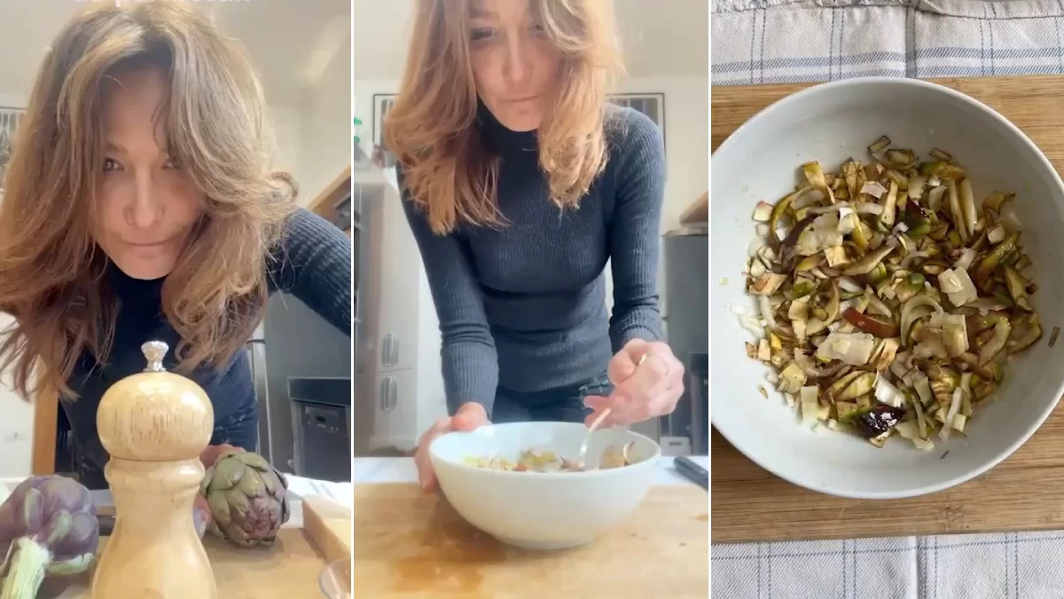 ¿Comida rápida?  Carla Bruni tiene la receta adecuada: ensalada de alcachofas y parmesano