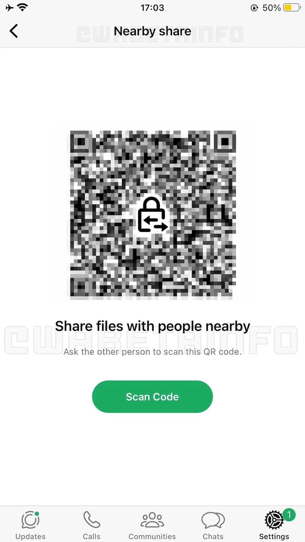 Near Share crea códigos QR en iPhone para compartir archivos