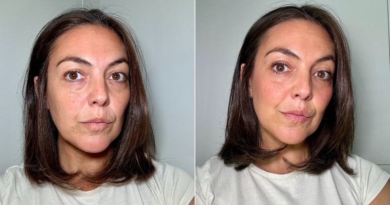 Lauren Ezekiel antes y después del bronceador debajo de los ojos