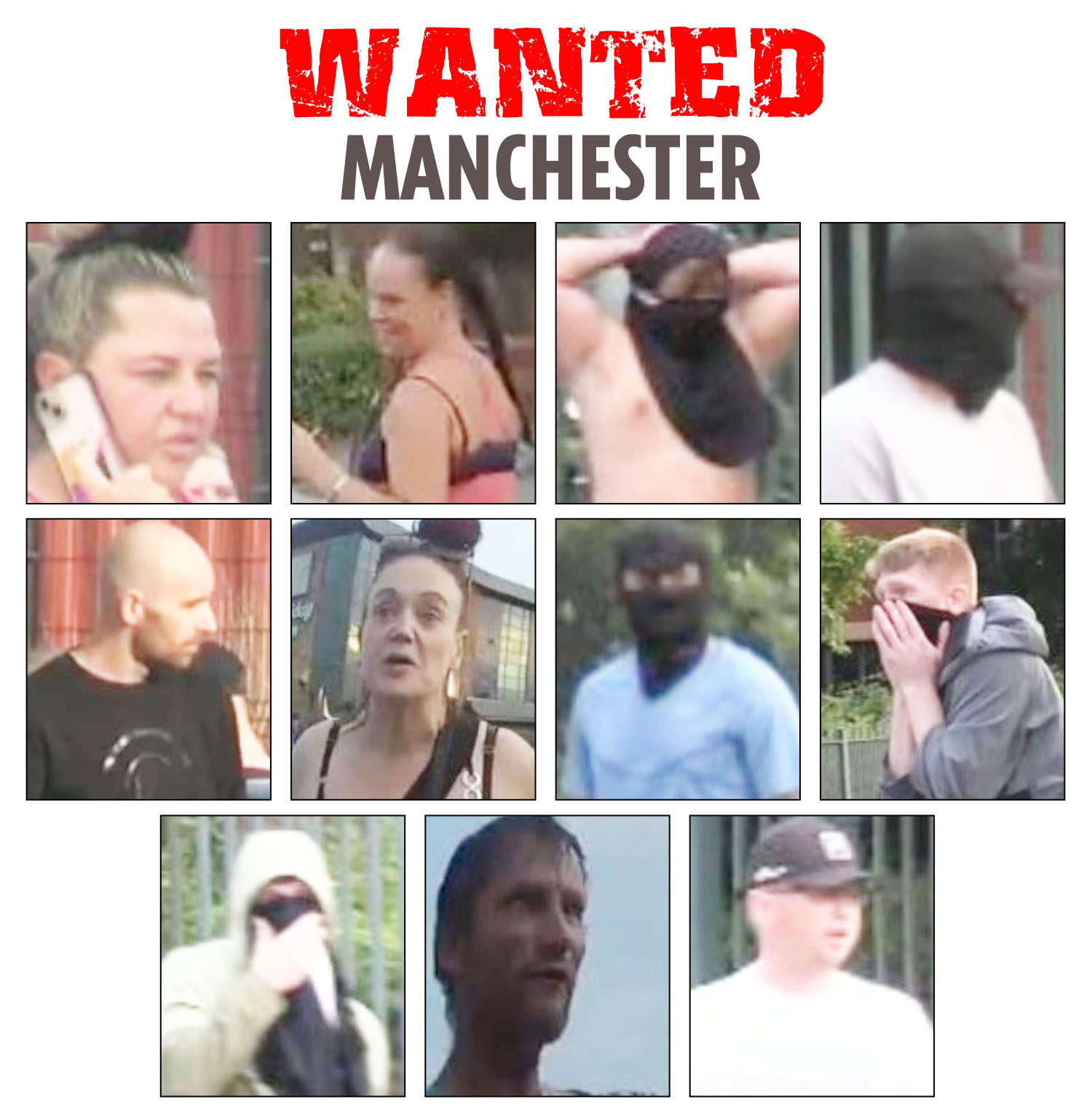 La policía de Manchester ha publicado imágenes de personas buscadas en relación con los disturbios en Newton Heath