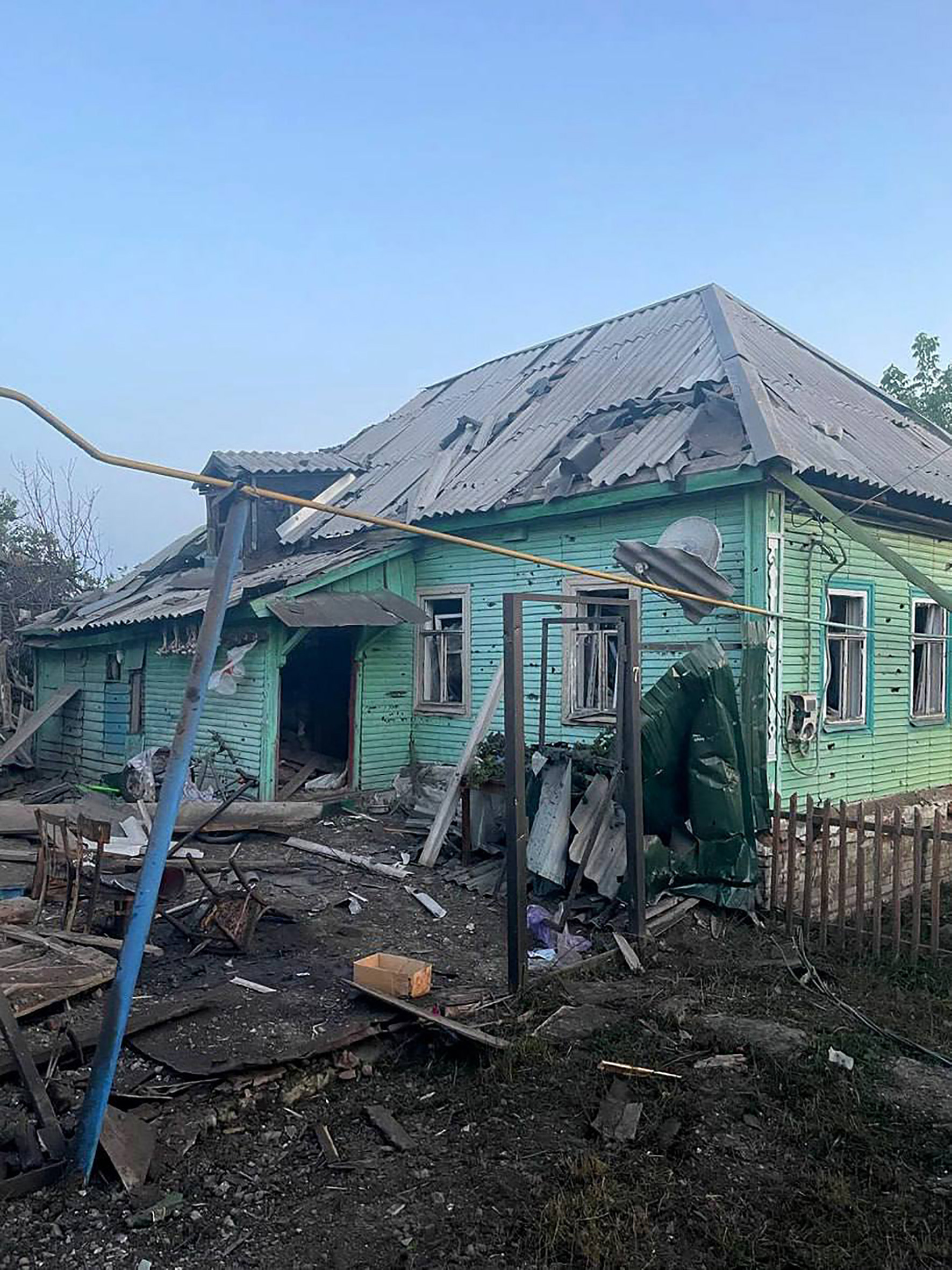 Una casa fue bombardeada durante el avance ucraniano