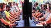 Día de prensa de Gamescom 2022 mucha gente juega videojuegos en PC