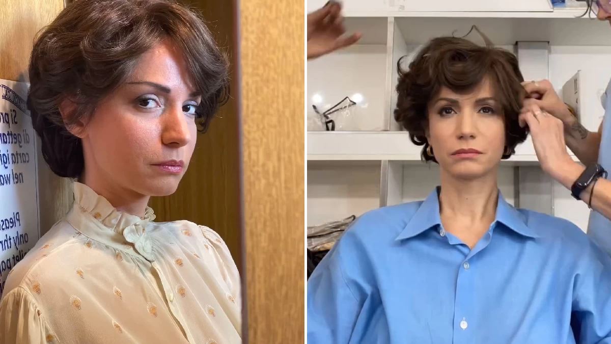 Andrea Delogu se vuelve morena: la transformación en el set en Mara Maionchi