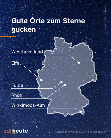 El mapa muestra los parques estrella de Alemania: Westhavelland, Eifel, Fulda, Rhön y Winkelmoos-Alm y la ciudad estrella de Fulda. 