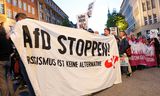 Los manifestantes sostienen una pancarta que dice “¡Alto a AfD! El racismo no es una alternativa”, el domingo en Hamburgo.