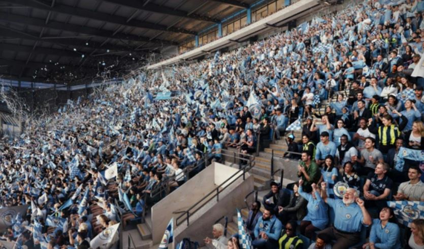 Man City compartió fotografías de la configuración de los asientos mientras planean expandir la tribuna norte.