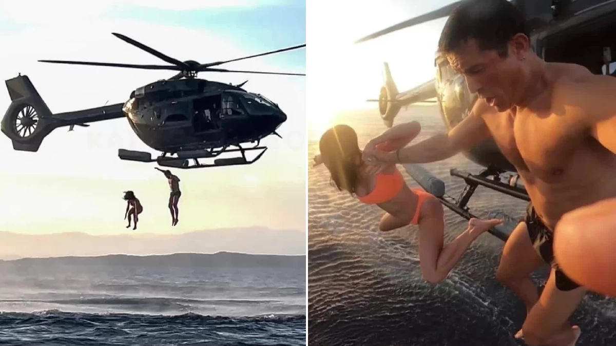 Katy Perry y Orlando Bloom, verano temerario: se sumergen en el mar desde un helicóptero