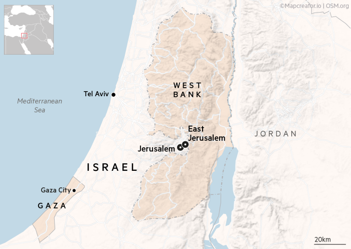 Mapa de Israel y Cisjordania