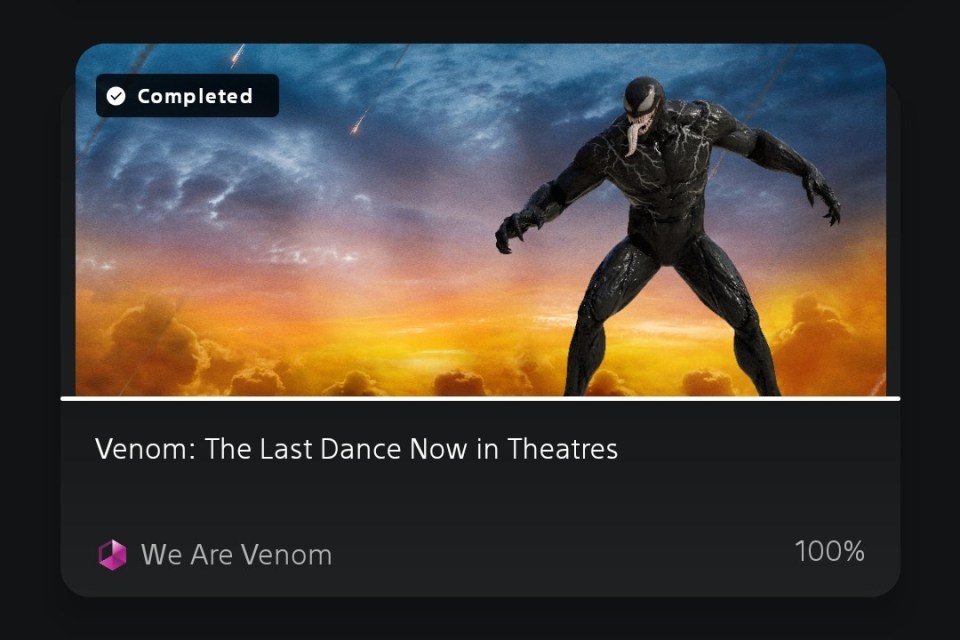 Completar la campaña 'We Are Venom' en la aplicación de PS puede hacer que los jugadores de PlayStation obtengan un coleccionable digital de Venom.