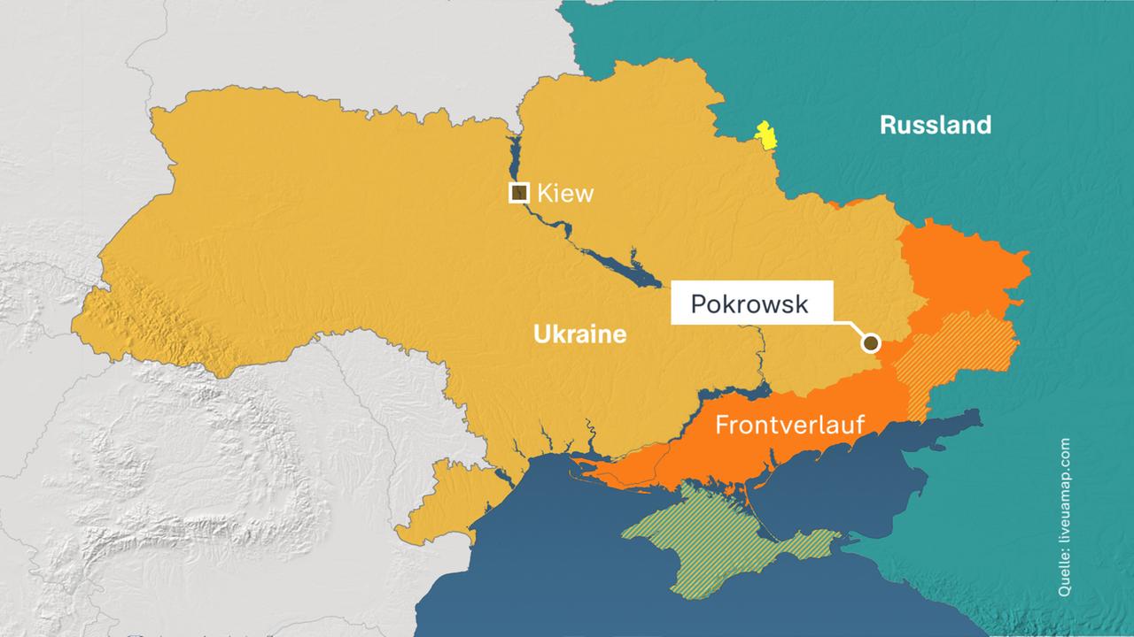 Mapa: Ucrania, con primera línea y Pokrovsk (al 31 de octubre de 2024)