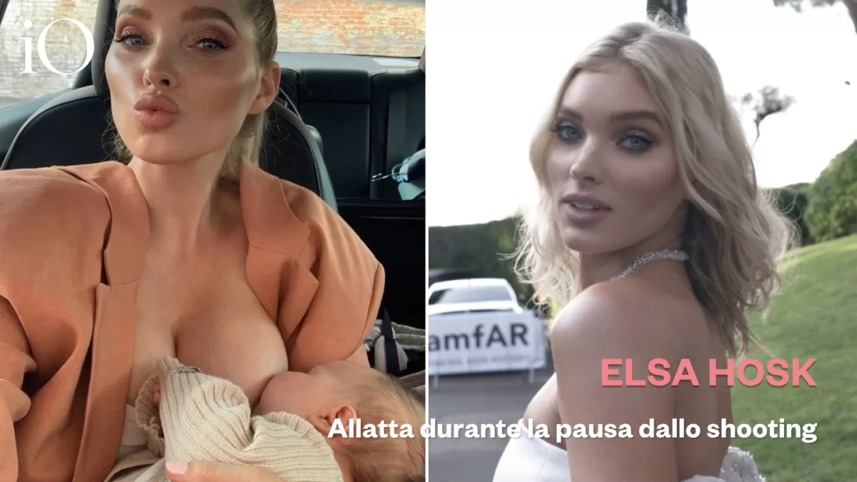 Elsa Hosk amamanta a su hija en el coche durante un descanso del tiroteo