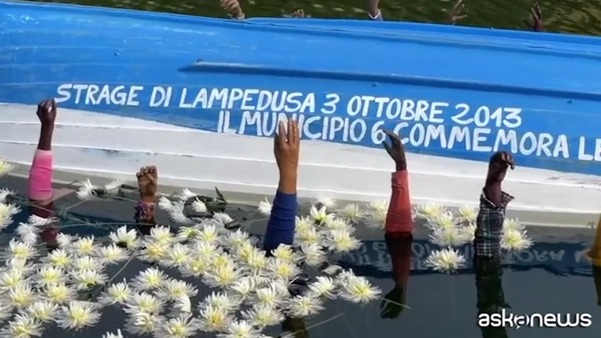 En Milán la instalación para conmemorar el décimo aniversario de la masacre de inmigrantes en Lampedusa