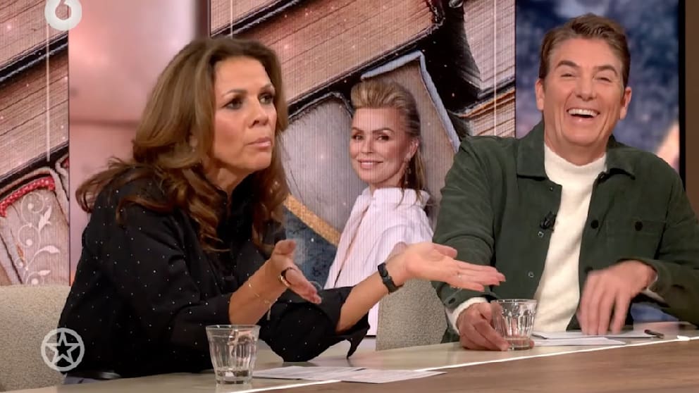 Hollands Olympia-Heldin Leontien van Moorsel (l.) als Expertin im Studio von „Shownieuws“