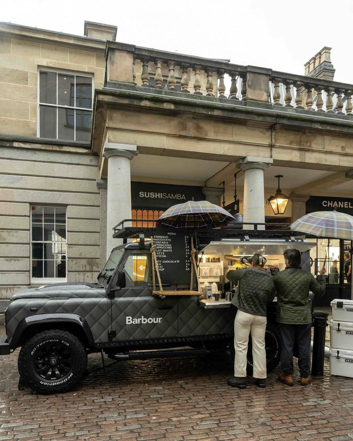 Iconos de Barbour en Quilting Pop-Up Covent Garden, Londres