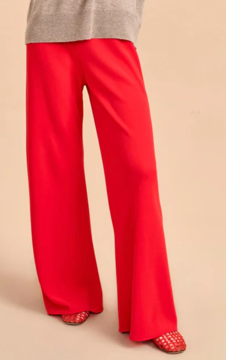 pantalones de lino rojos