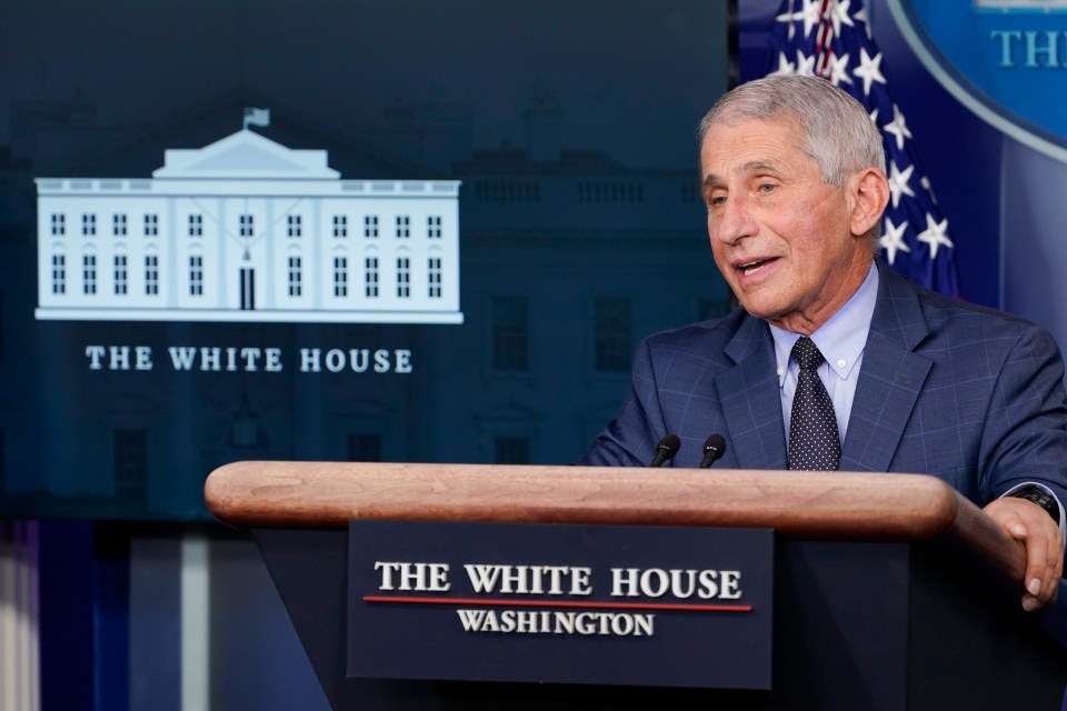 Dr. Anthony Fauci hablando en una conferencia de prensa de la Casa Blanca.