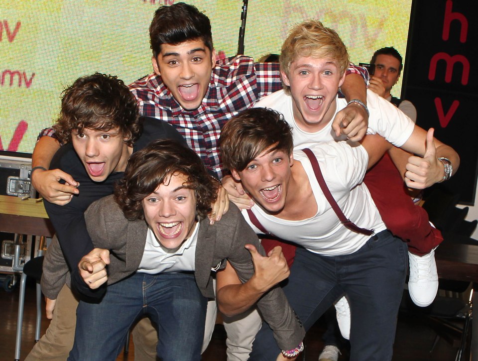 One Direction en el lanzamiento de su sencillo debut.