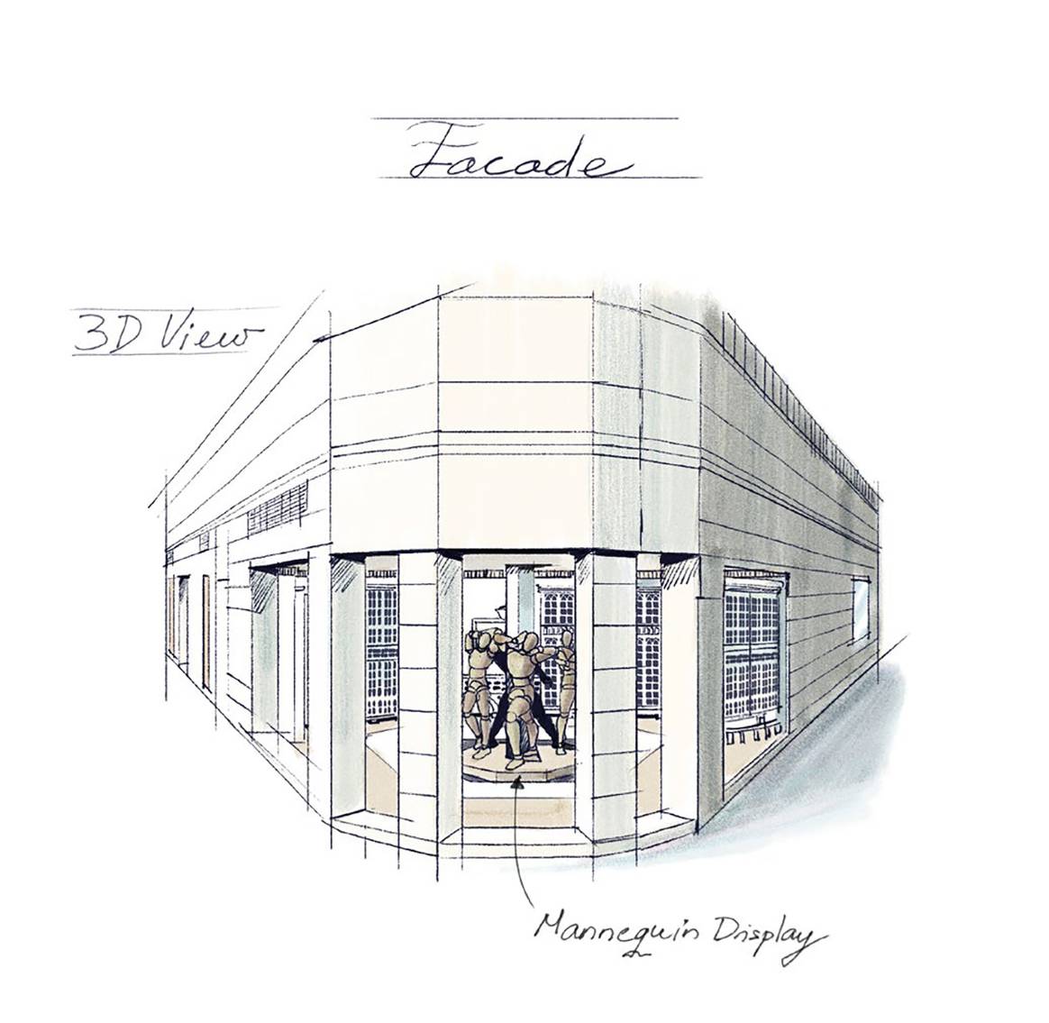 Boceto del Proyecto de Reforma de la Tienda de Zara en la Calle Juan Flórez de la Coruña (España). Boceto del Proyecto de Reforma de la Tienda de Zara en la Calle Juan Flórez de la Coruña (España).