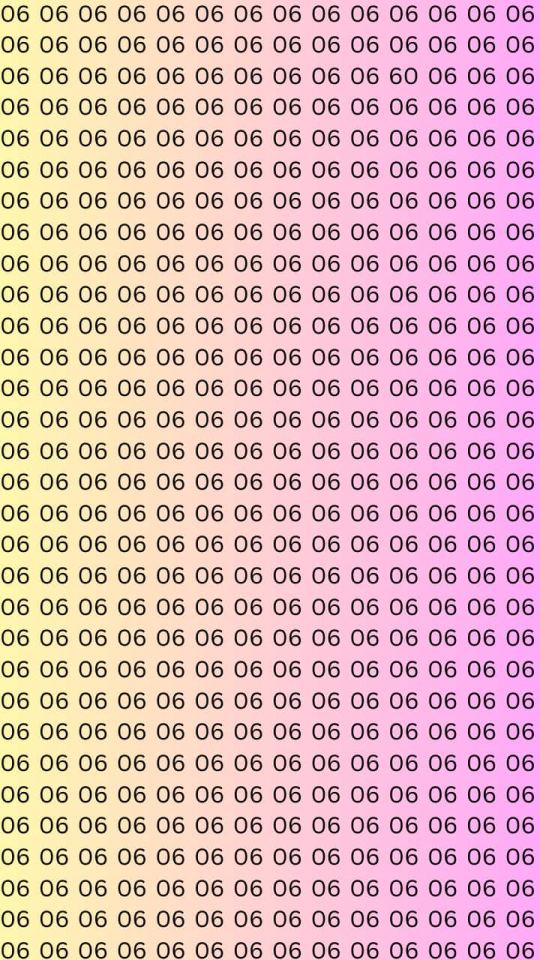Ilustración de una prueba visual: encuentre el número 60 entre muchos 06.