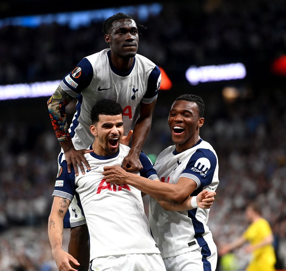 Los jugadores de Tottenham Hotspur celebran un gol.