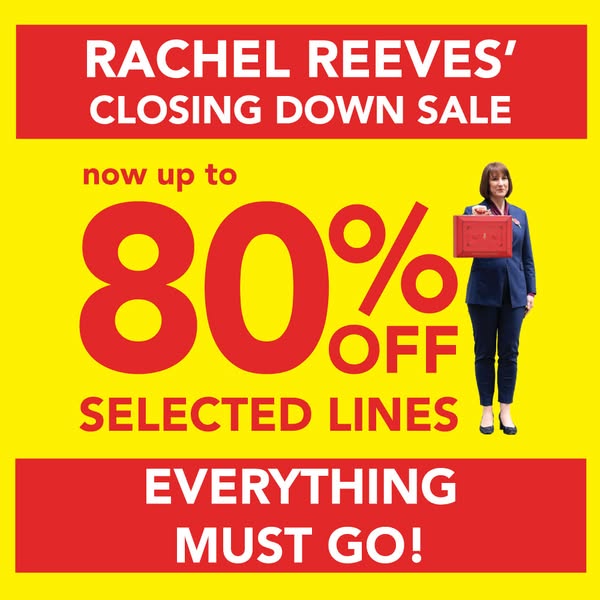 La venta de cierre de Rachel Reeves: hasta un 80% de descuento en líneas seleccionadas. ¡Todo debe irse!