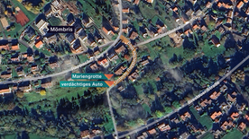 Mapa: se vio un auto sospechoso de plata en Mömbris, bávaro antes de un ataque cerca de la escena del crimen.