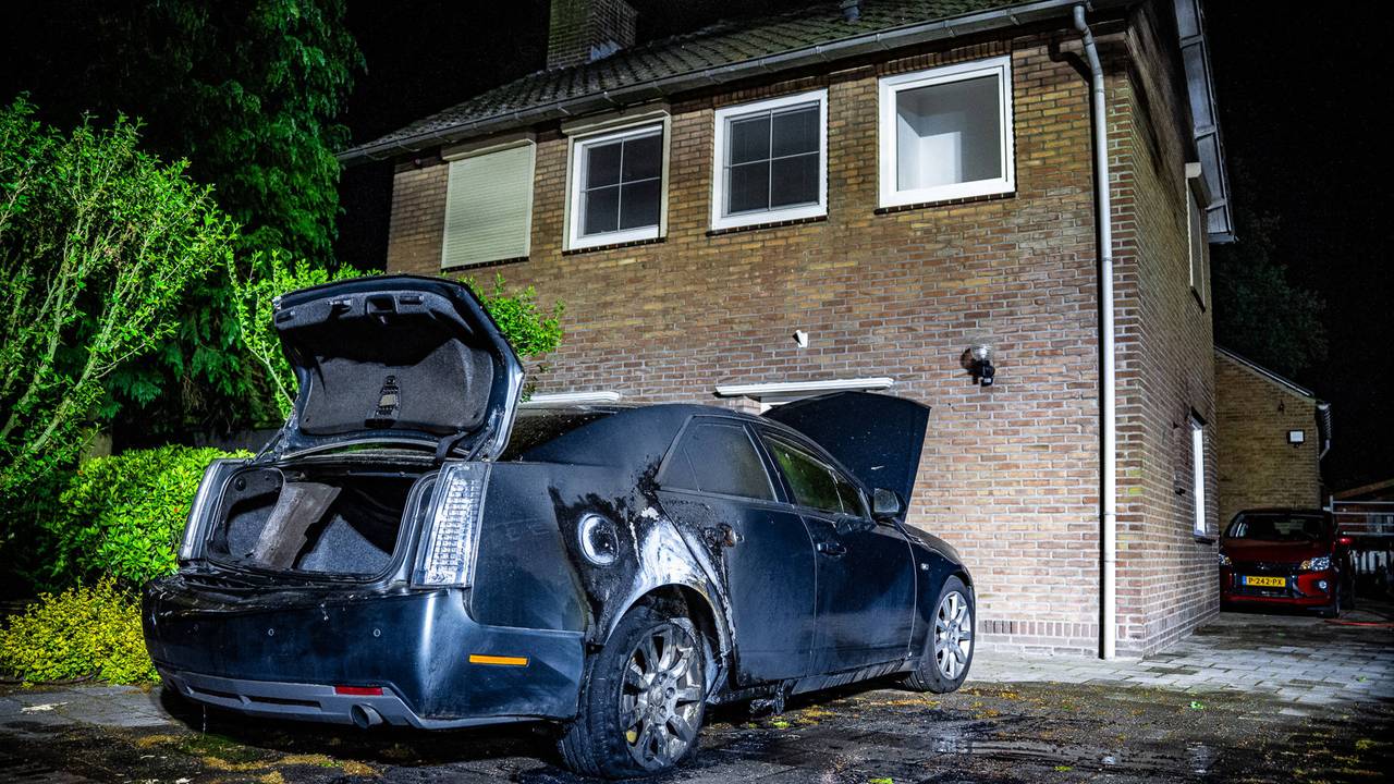 El automóvil se incendia en la entrada, trató de prender