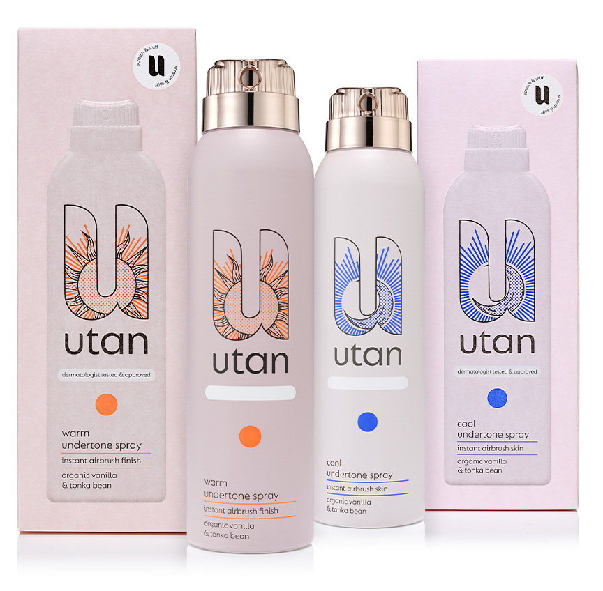 Dos botellas de pulverización y cajas de Utan Toundone.