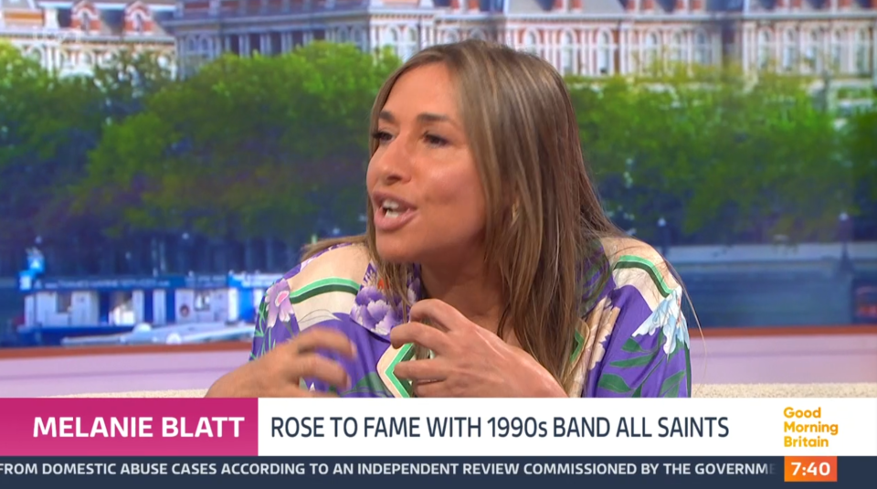 Mel Blatt en Good Morning Britain discutiendo su carrera.