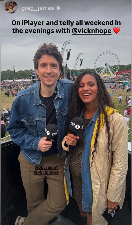 Vick Hope y Greg James en el gran fin de semana de la BBC Radio 1.