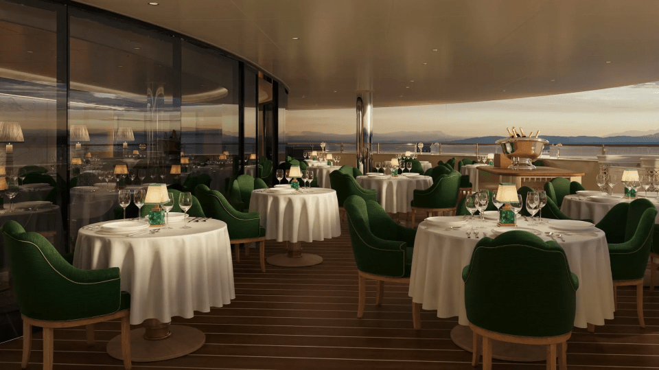 Ilustración de un restaurante en un superyate.