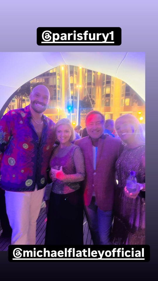Tyson Fury y su esposa París con Michael Flatley y otra mujer.