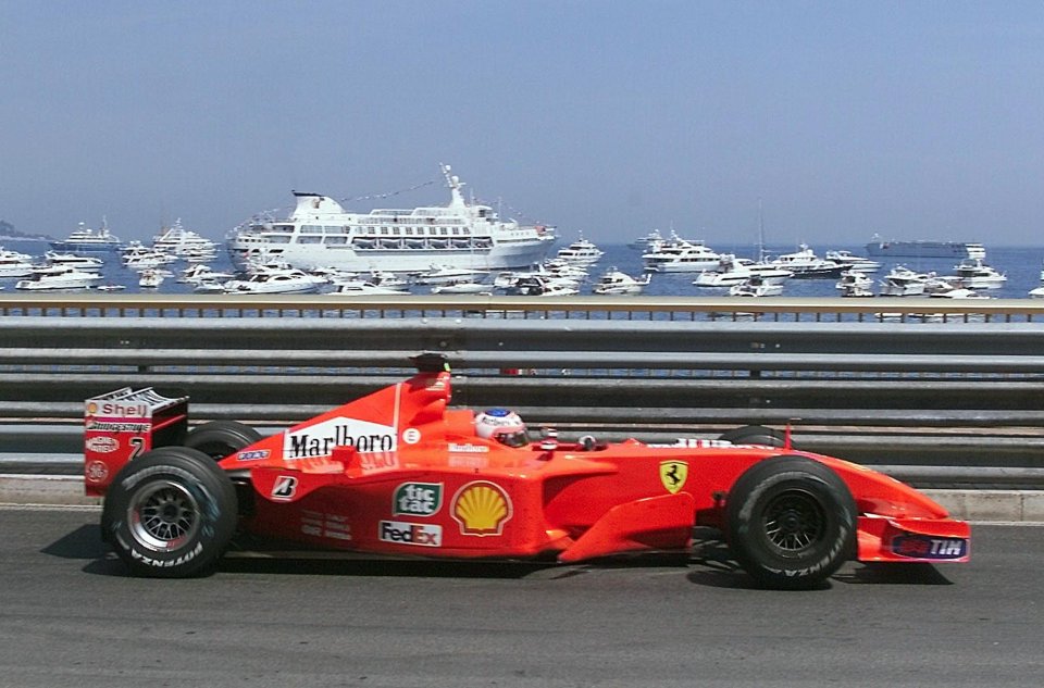 Rubens Barrichello's Ferrari en el Gran Premio de Mónaco.
