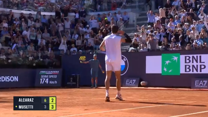 ATP Roma, Alcaraz-Musetti: Highlights. La Veronica Dell'Azzurro vuelve a la