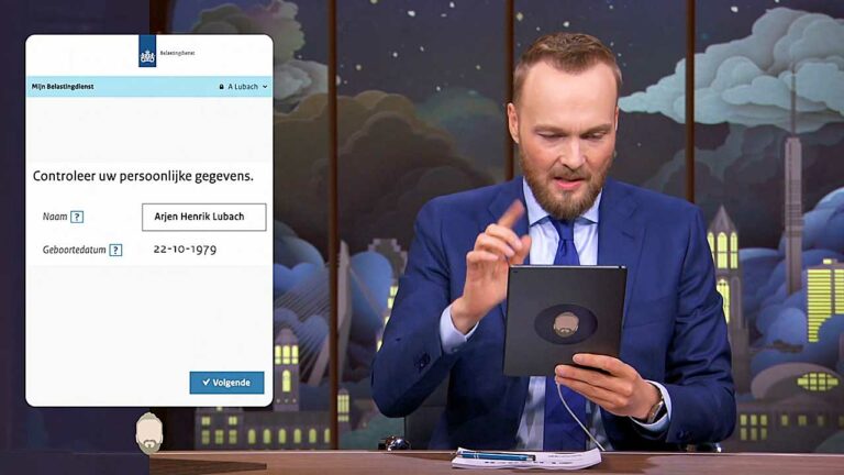 Arjen Lubach hace una declaración de impuestos en la televisión,