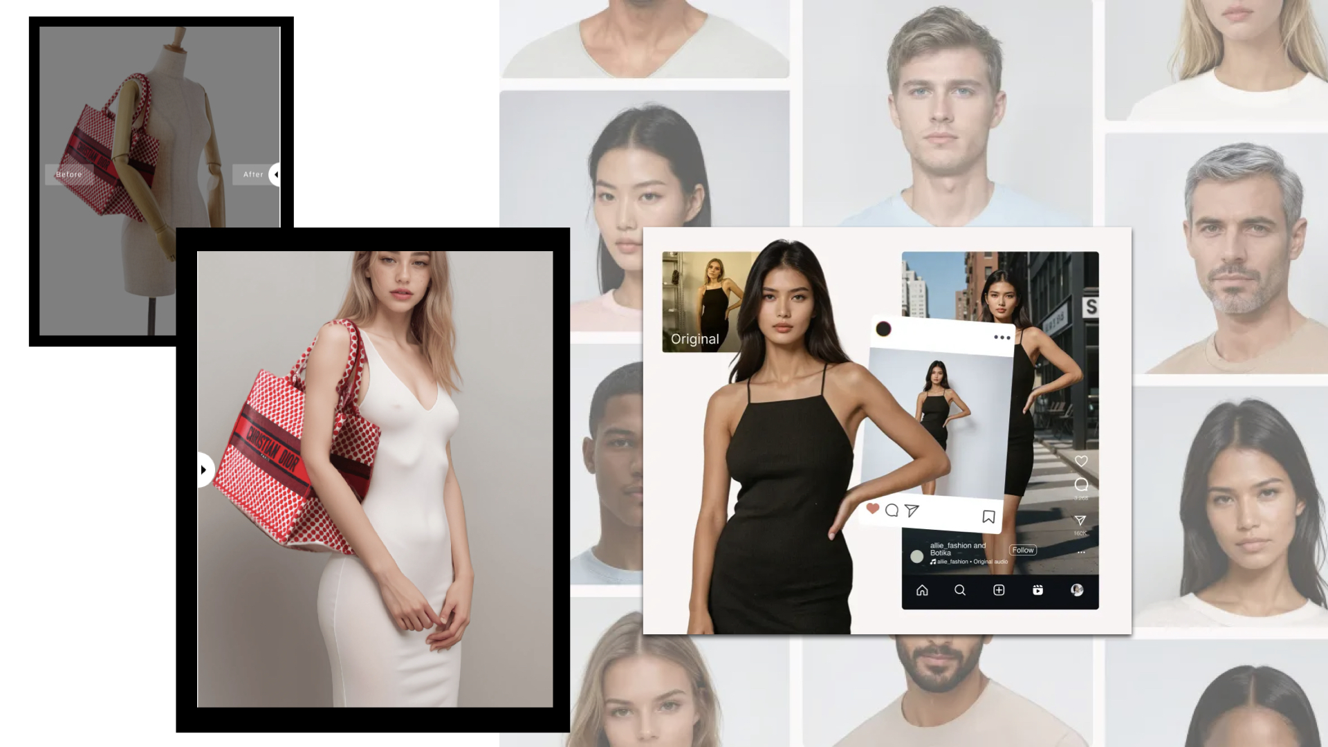 Capturas de pantalla de diferentes agencias de modelado de IA, que funcionan con avatares