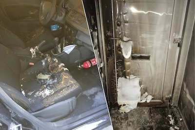 La mujer espiritual prende fuego en el auto y la