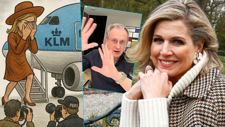 Máxima un trozo de sonrisa, sostiene las manos por cara: