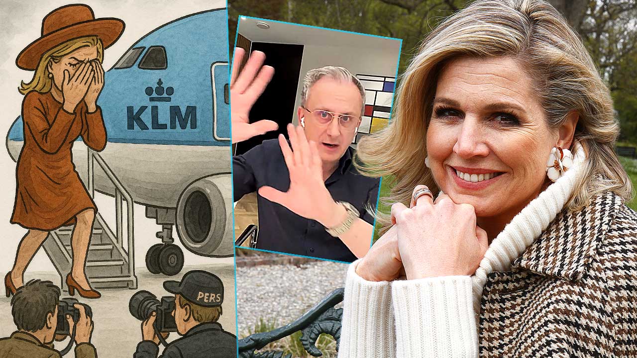 Máxima un trozo de sonrisa, sostiene las manos por cara:
