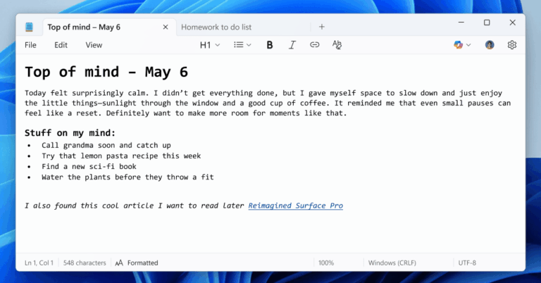 Microsoft está actualizando el Bloc de notas con formato de