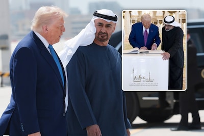Mientras que Trump es bienvenido con el esplendor presidencial en