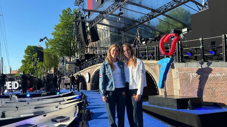 Noortje y Bregje después del último ensayo antes de actuar para el rey (foto privada).
