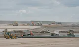 Trabajo para la expansión de la base de la OTAN Mihail Kogalnicanu en el sureste de Rumania.
