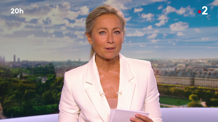 Anne-Sophie Lapix presentando su último JT en France 2.